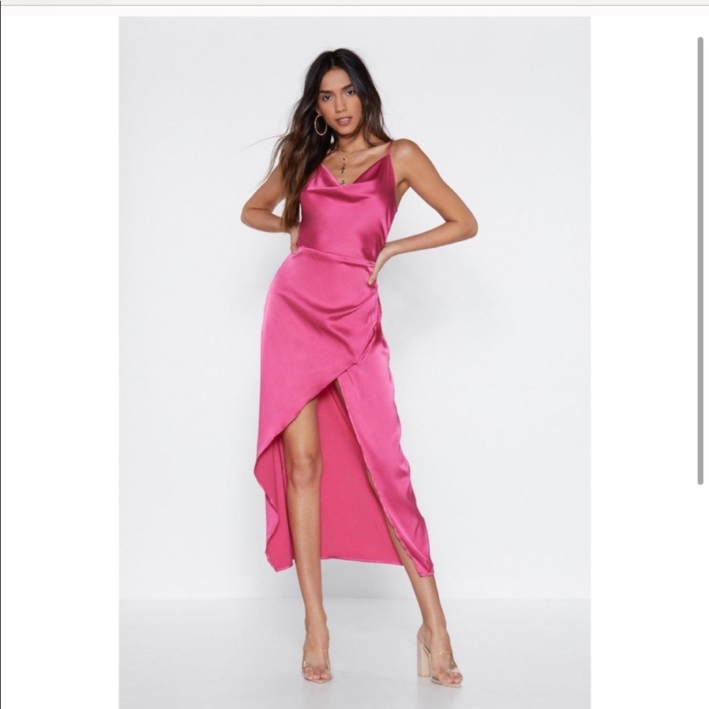 Cowl neck satin dress repost